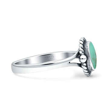 Oval New Design Thumb Ring Statement Fashion Oxidized Simulated Turquoise Solid 925 Sterling Silver